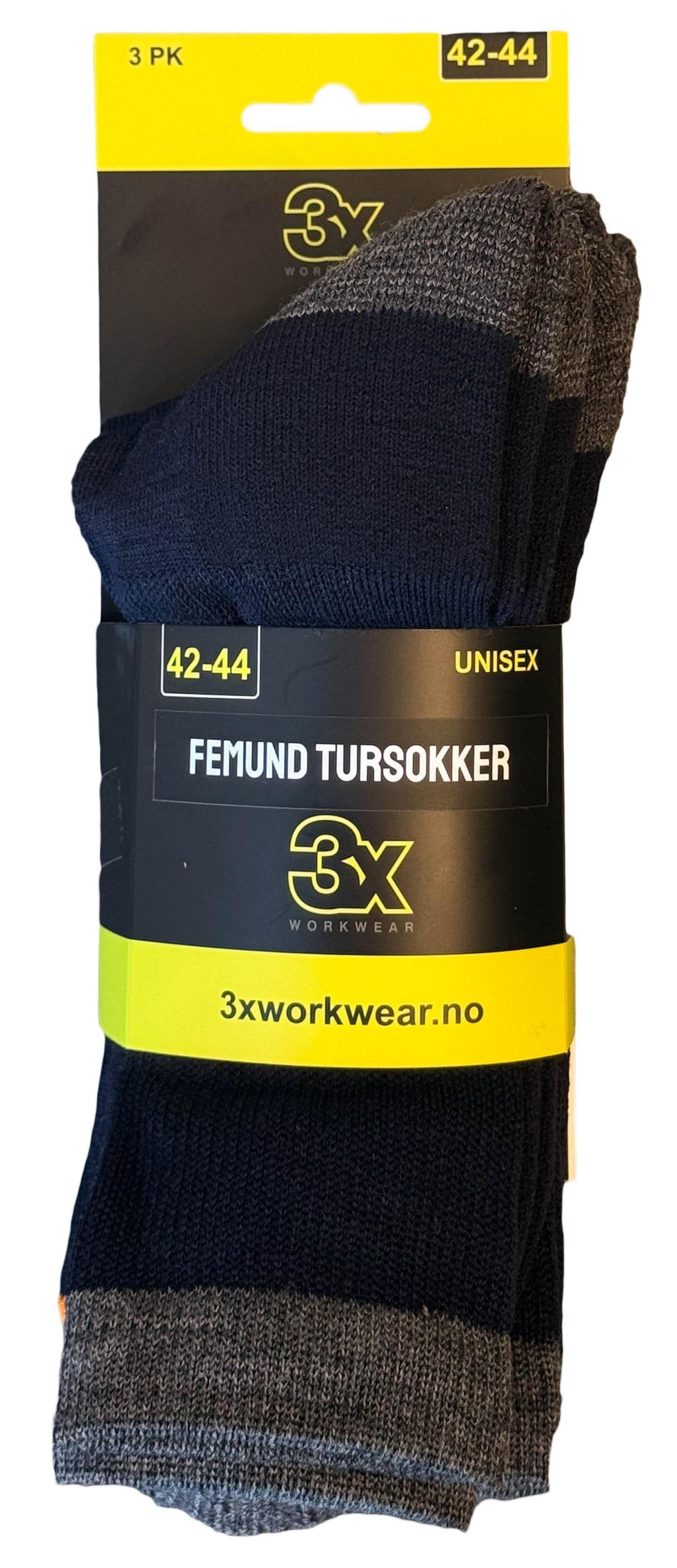 Femund Unisex Tursokker Mørk Blå/Koksgrå 3pk