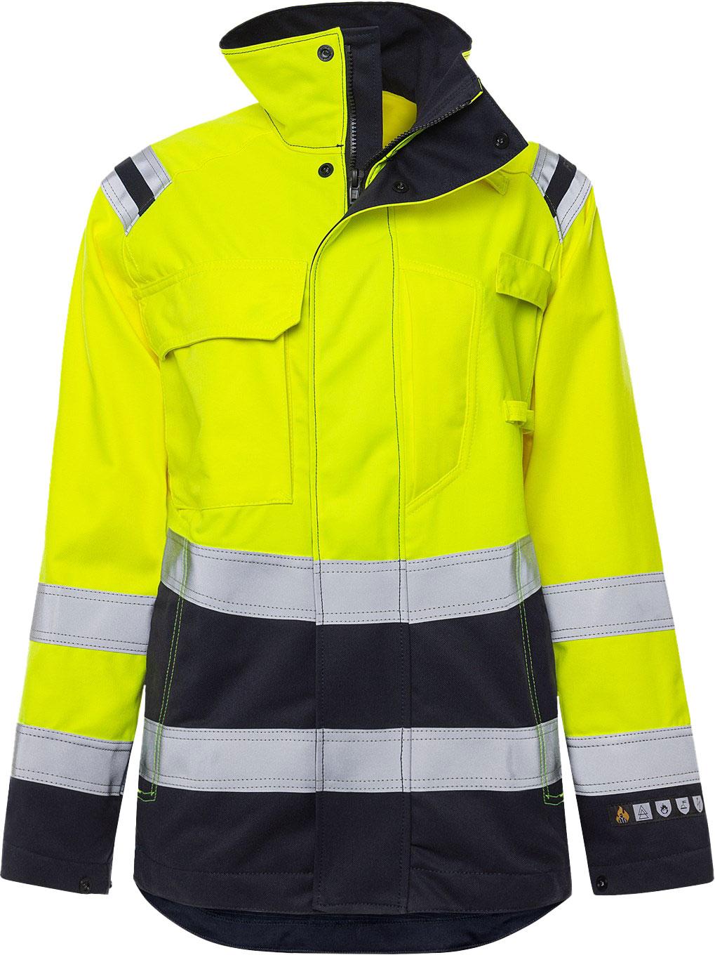 FLAME JACKET WOMAN HIVIS YELLOW/NAVY