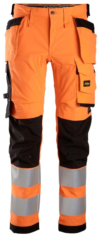 AllroundWork, High-Vis Stretchbukse med hylsterlommer 6243, Klasse 2 ORA/SOR
