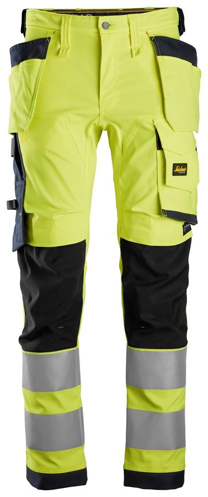 AllroundWork, High-Vis Stretchbukse med hylsterlommer 6243, Klasse 2 GUL/SOR