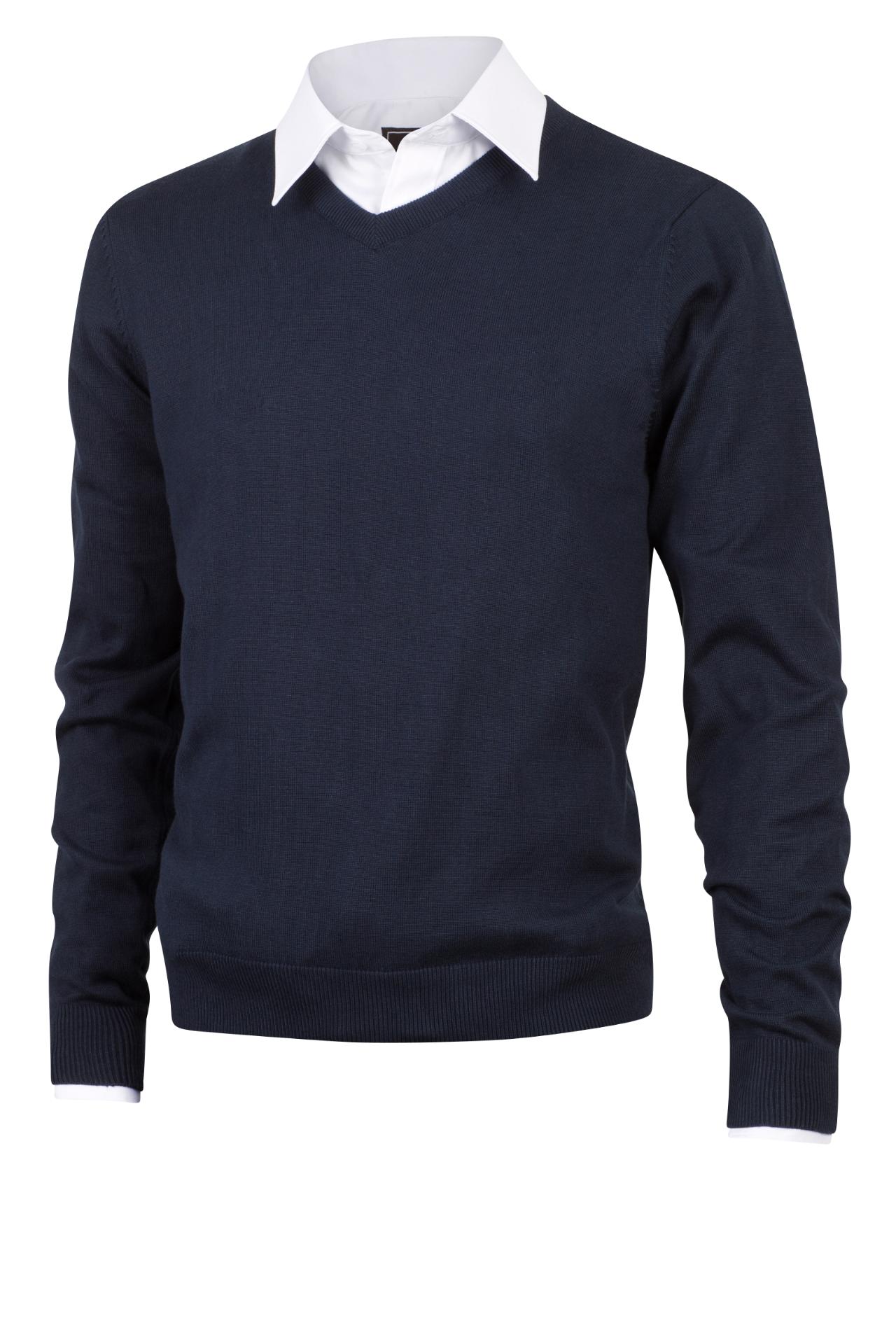 PIMA COTTON V-NECK/MARINE
