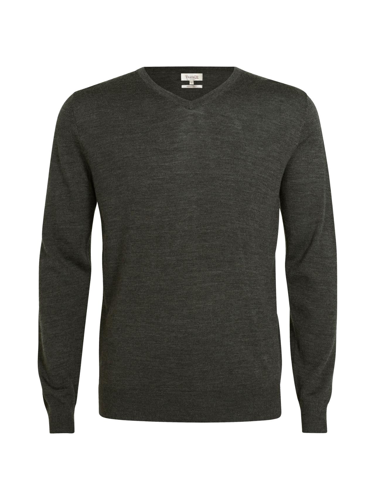 MERINO WOOL V-NECK/CHARCOAL