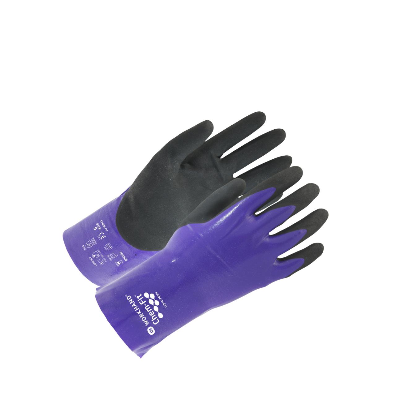 Vernehanske Workhand Chem-Fit Liquid Proof 26cm Nitril Fôret Fiolett